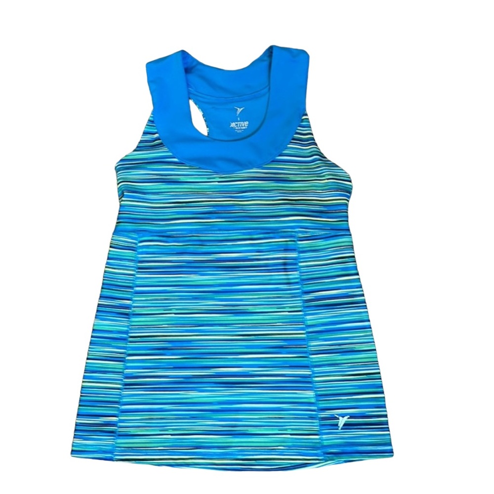 Old Navy Active Racerback Athletic top w/ Self Shelf Bra Teal Blue & Green Small